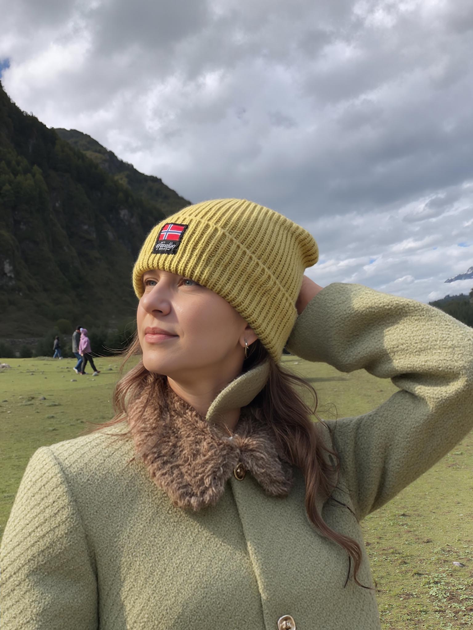 Norská merino čepice - hořčicově žlutá 04